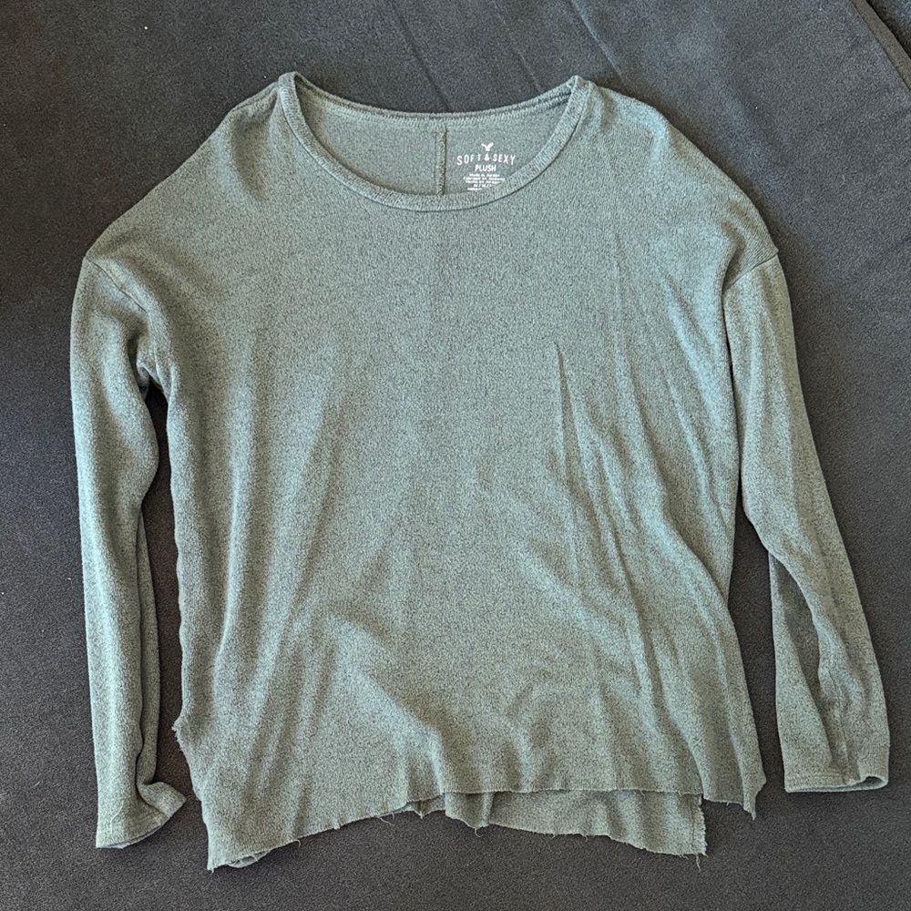 American Eagle Outfitters Olive Green Long Lightweight Sweater